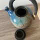 Handcrafted blue raku ceramic teapot – high handle Japanese design