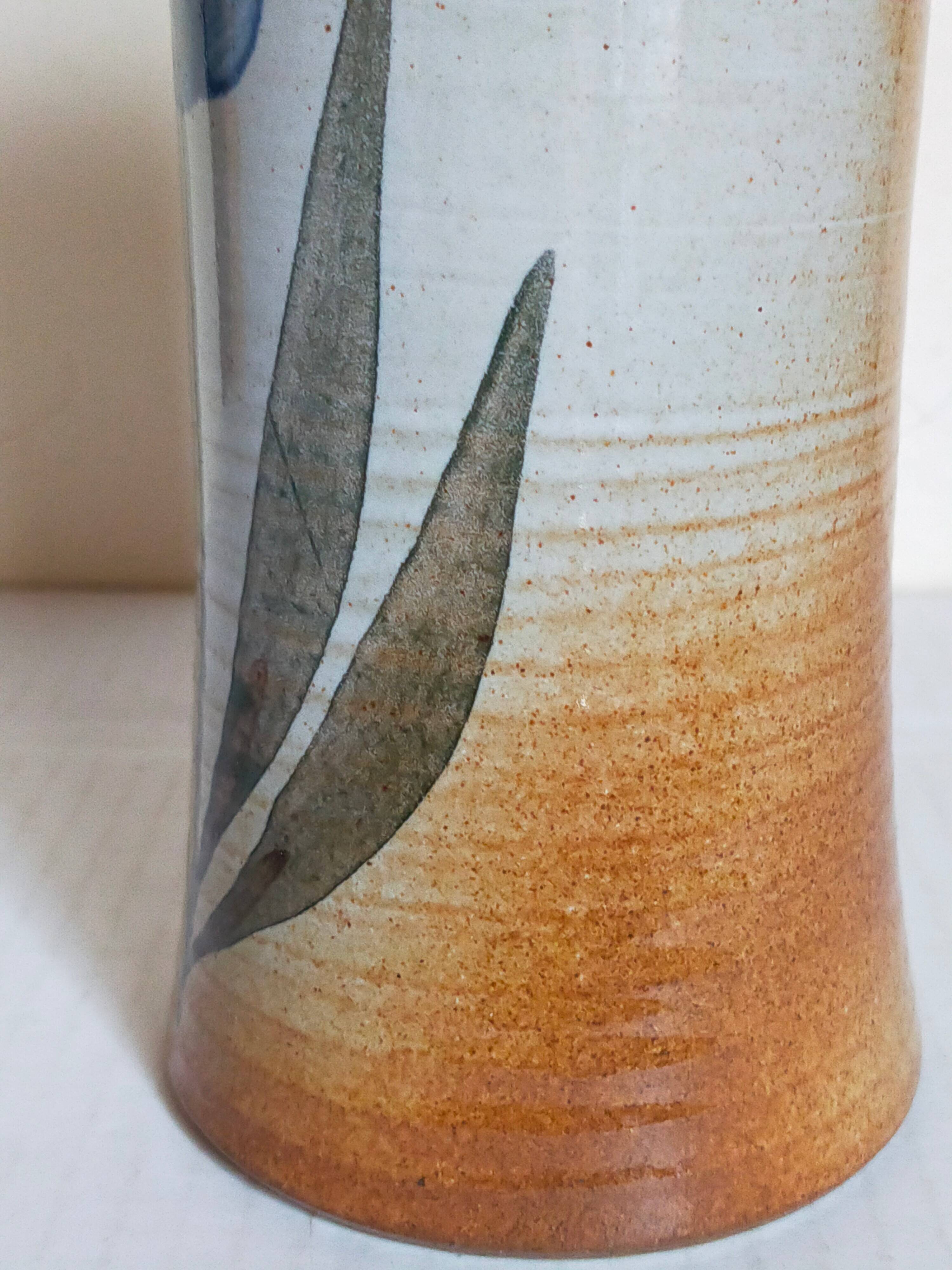 Vintage enameled stoneware potter's diabolo vase