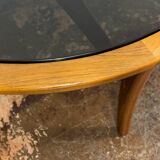 Scandinavian Teak Round with Glass Top Coffee Table 1960's.