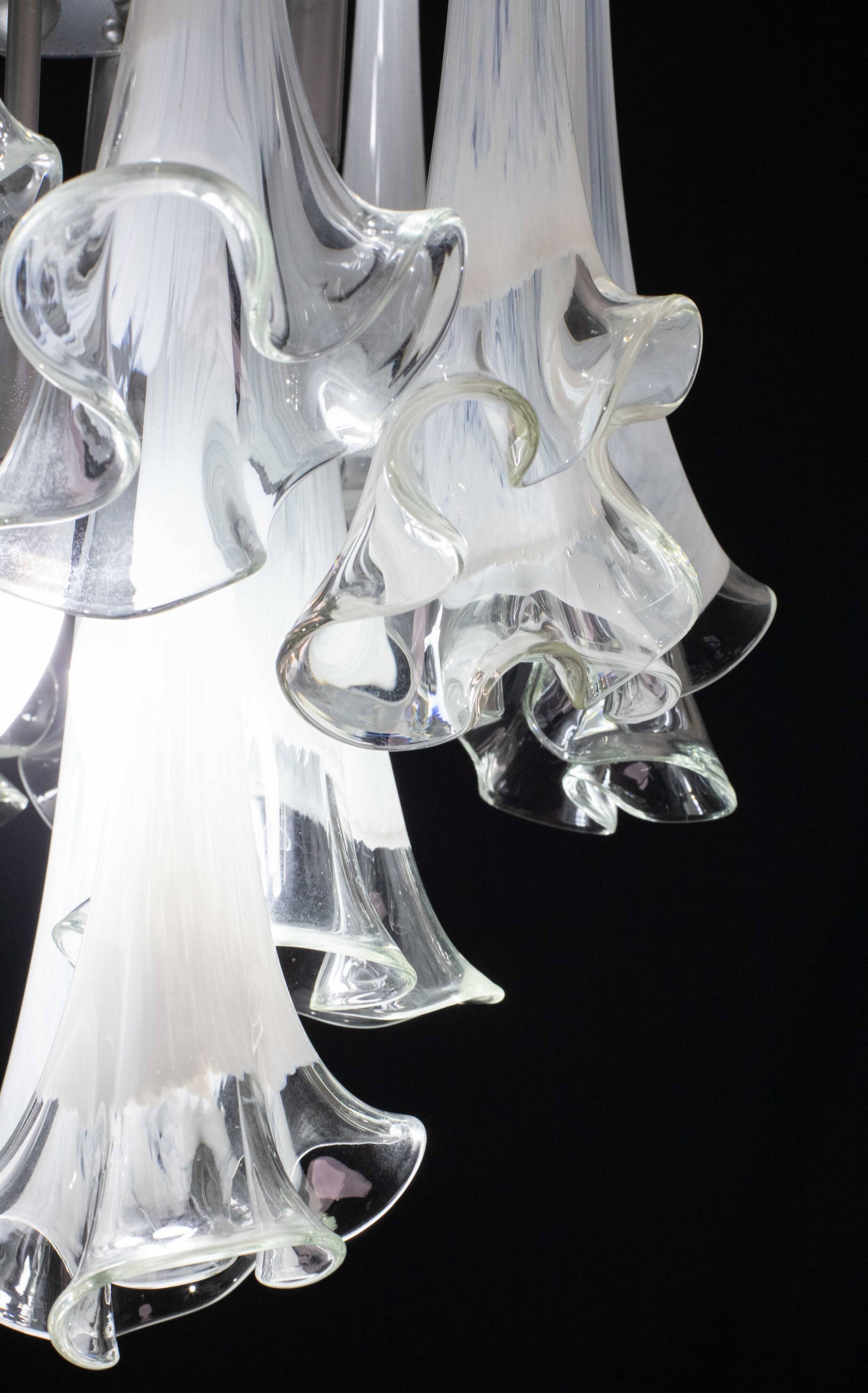 Lustre blanc en verre de Murano « Calle » de Venini, 1970