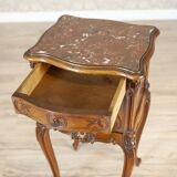 Rococo Nightstand in Walnut with Marble Top