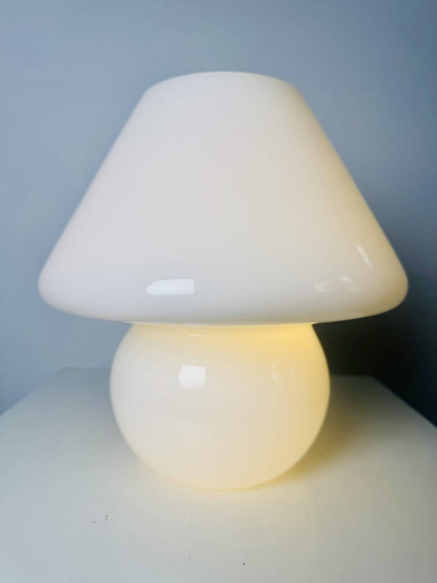 Opaline Glass Mushroom Table Lamp By Paolo Venini For Venini, Italy 1970S