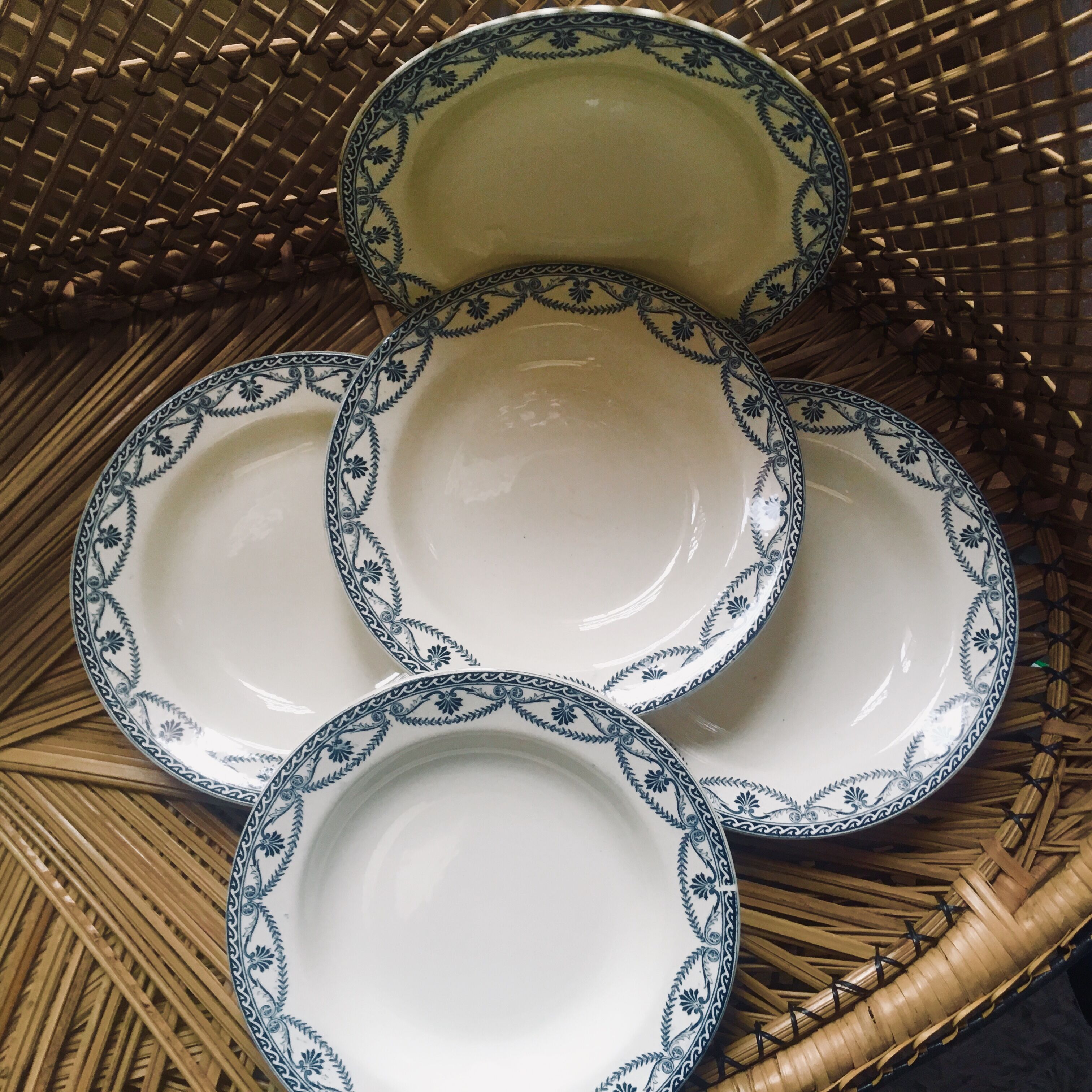 Set of 5 plates service Empire earthenware of Salins-iron Earth