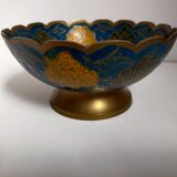 Brass cup with partitioned floral pattern chiseled contour
