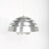 Vintage pendant light with brushed aluminum slats, 1970s