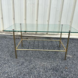 Vintage glass and brass coffee table