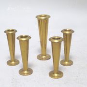 Five scandinavian brass candle holders 60s