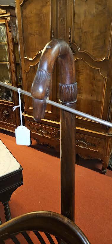 Empire style mahogany cradle with a swan neck, shaped like a cradle, circa 1810
