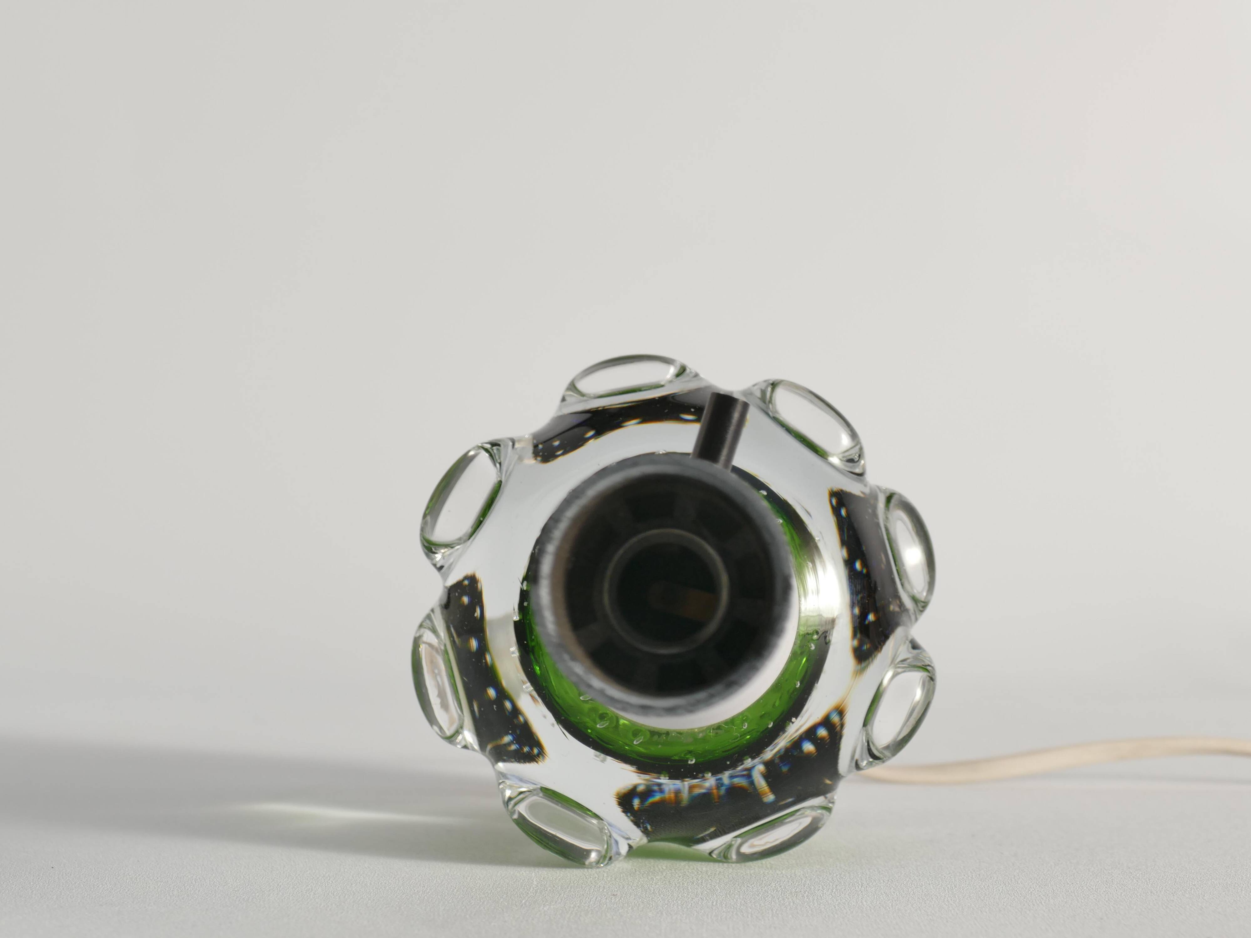 Green Glass Table Lamp Börne Augustsson, Åseda, 1950s