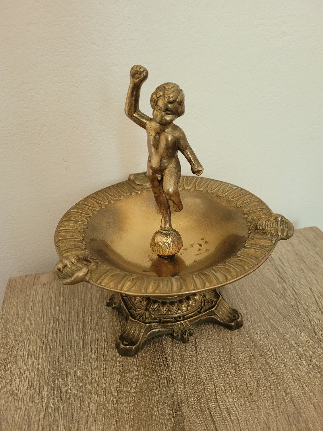 Brass cherub ashtray