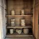 Old workshop furniture, 2 bodies with drawers and a cupboard.