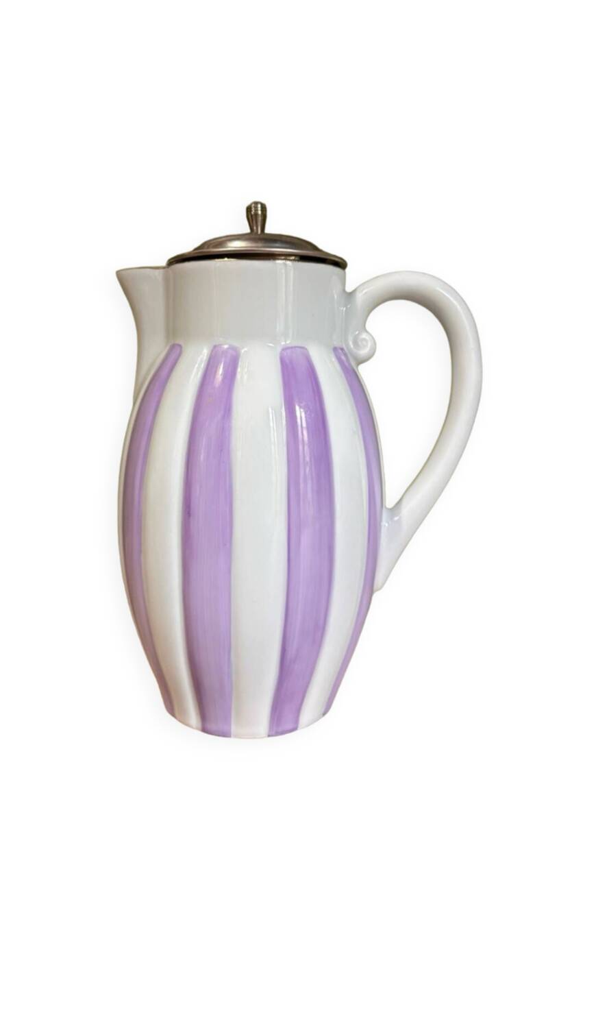 Purple striped teapot