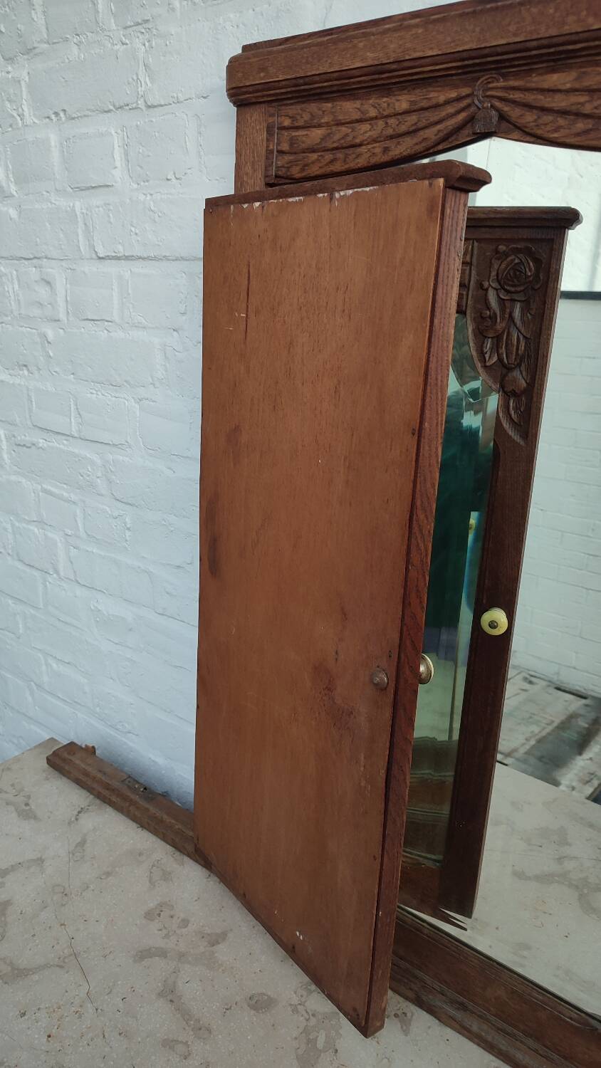 Miroir triptyque art déco chêne