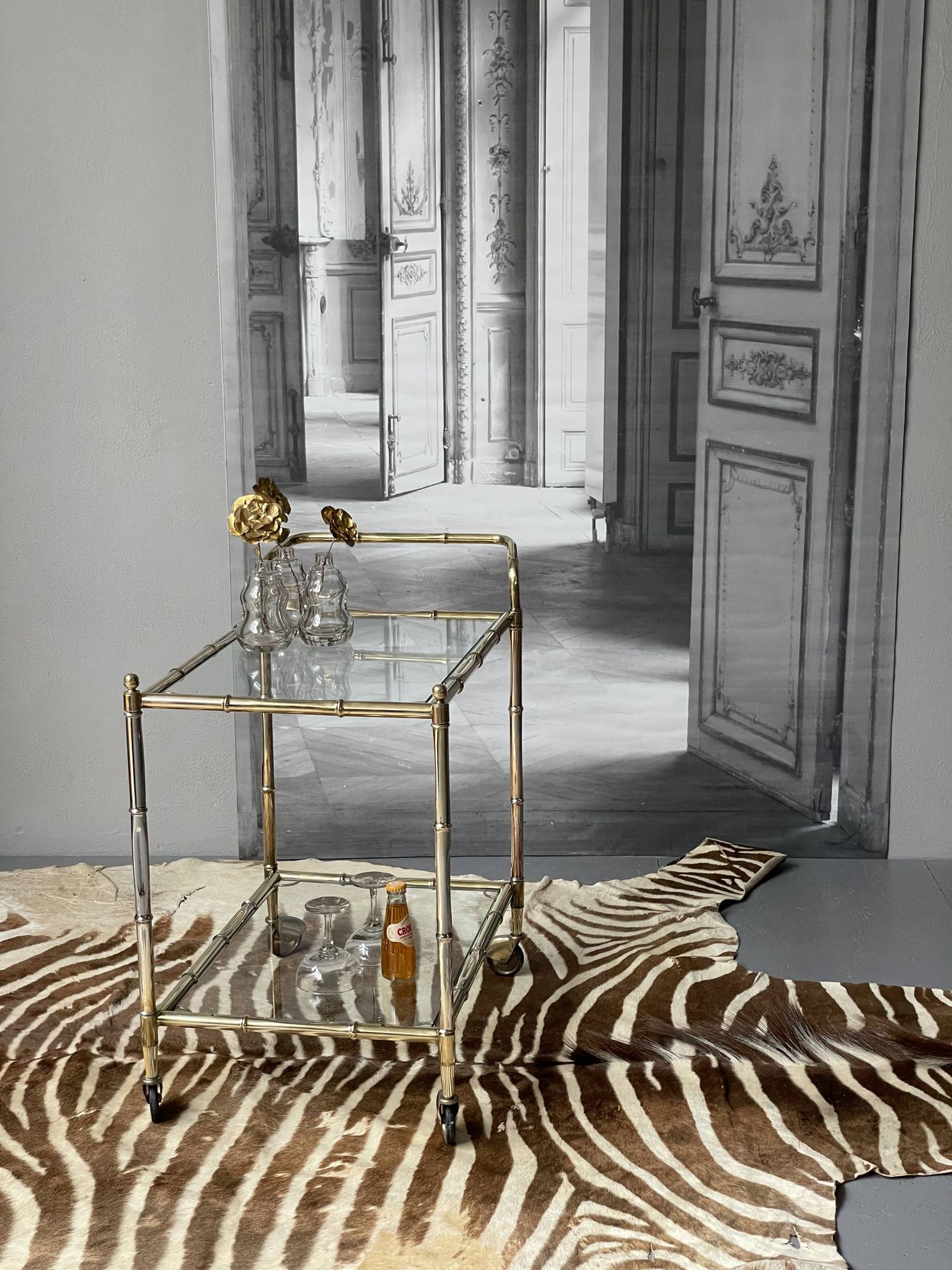 Vintage Golden Bar Cart