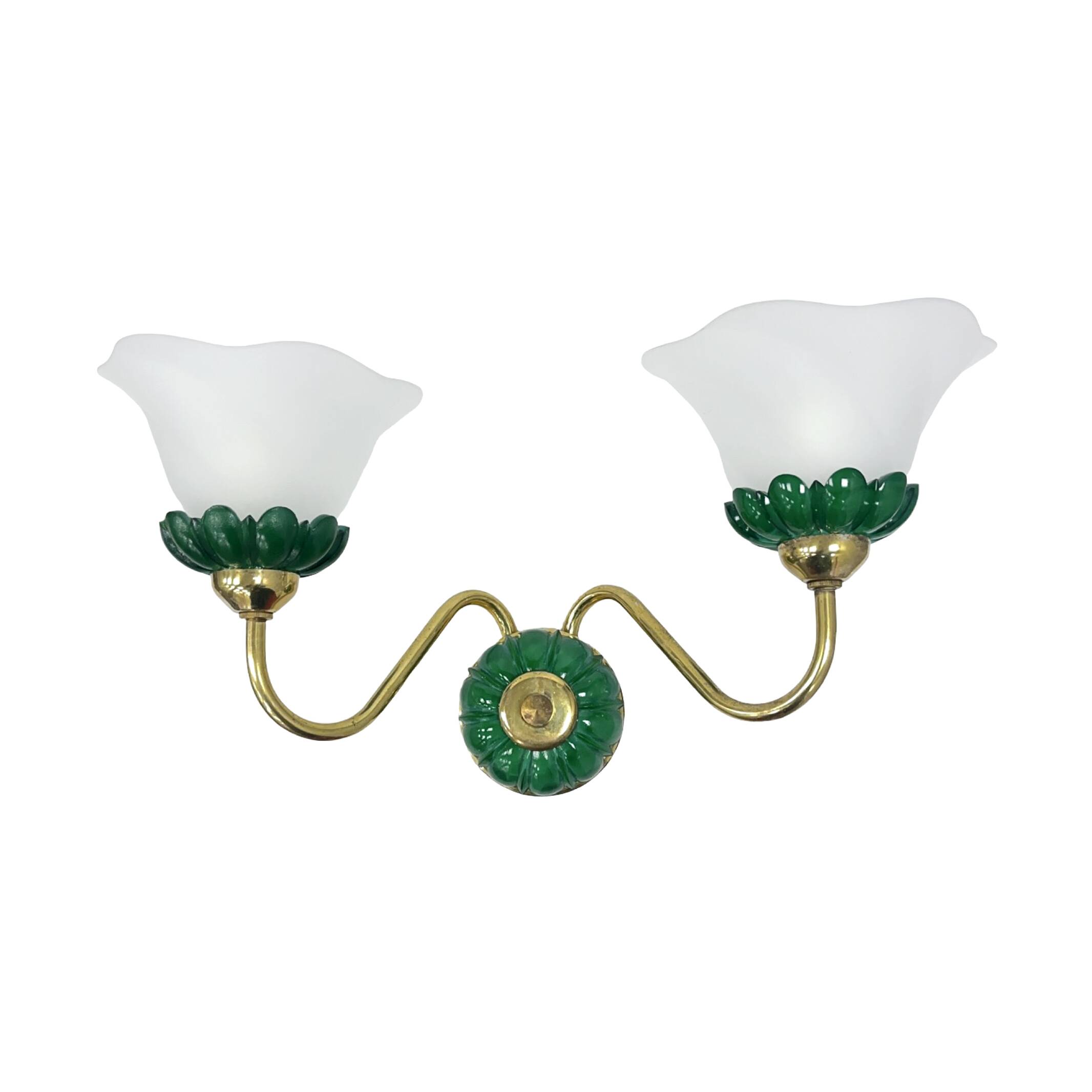 Preciosa double wall lamp | czechoslovakia 1980s | malachite glass | brass