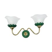 Preciosa double wall lamp | czechoslovakia 1980s | malachite glass | brass