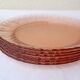 Set of 6 flat plates and 6 hollow plates in pink glass