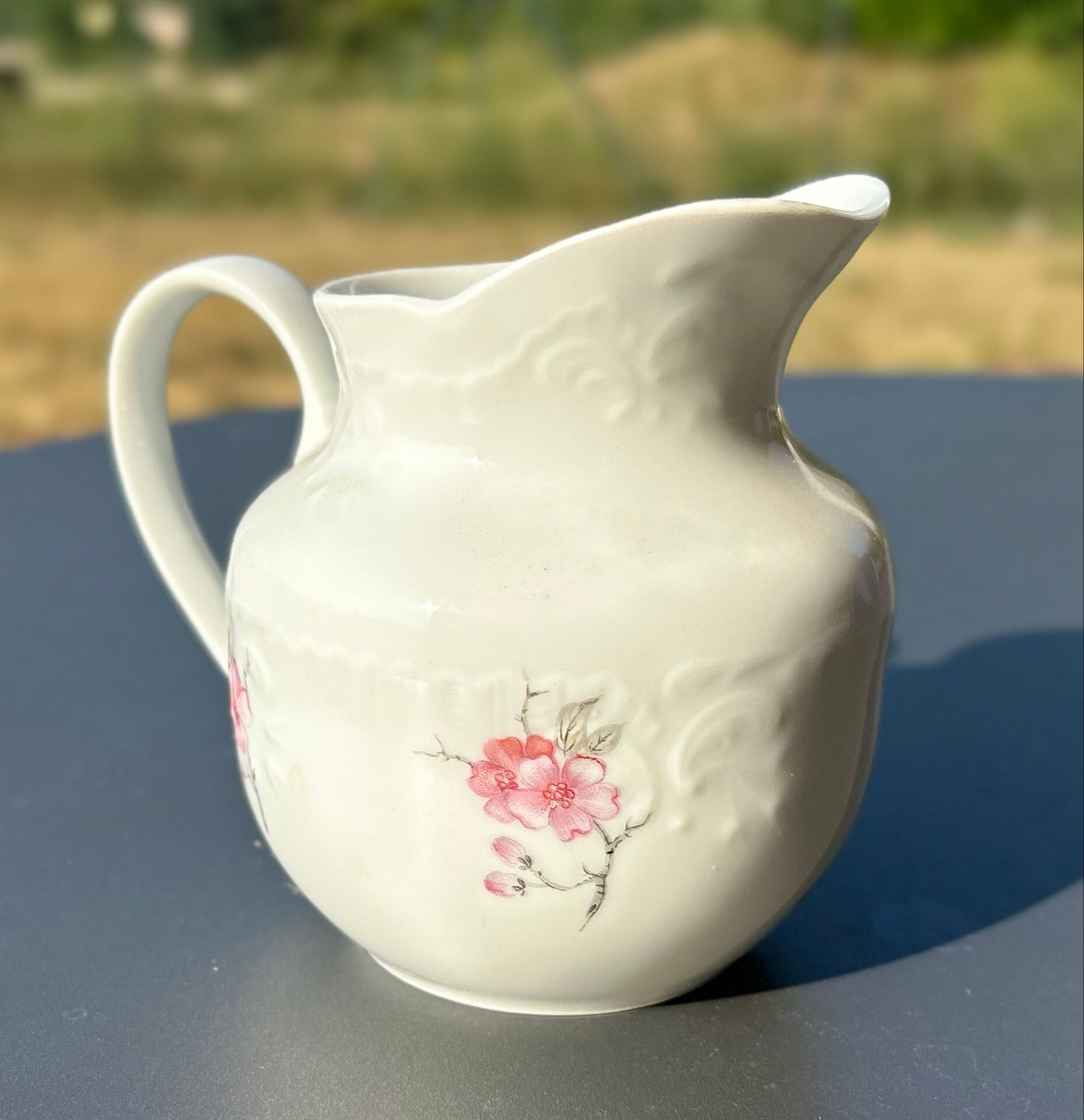 Antique tea set in Limoges porcelain by Chastagner, 3 pieces.