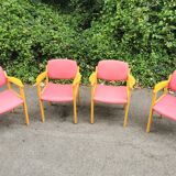 Series of 4 vintage armchairs 70s-80s