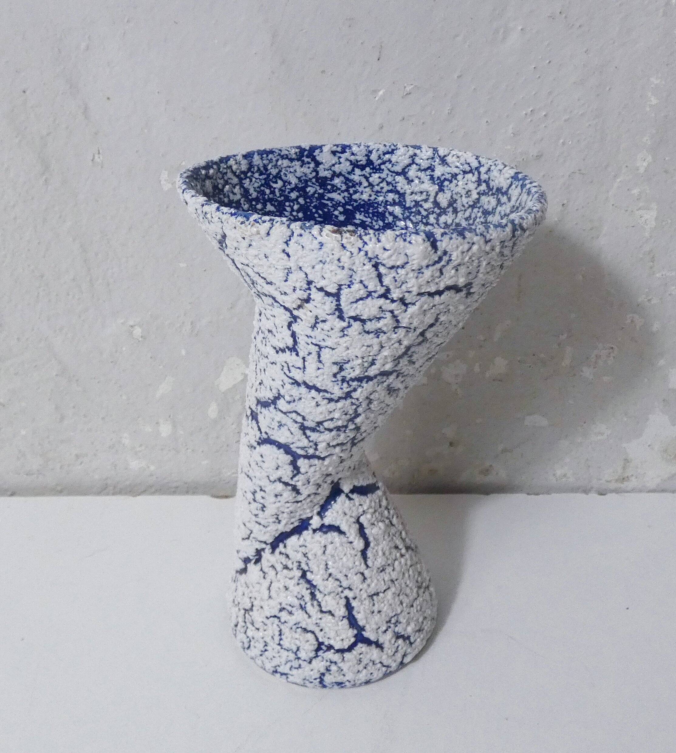 Vintage asymmetrical diabolo vase in snow stoneware