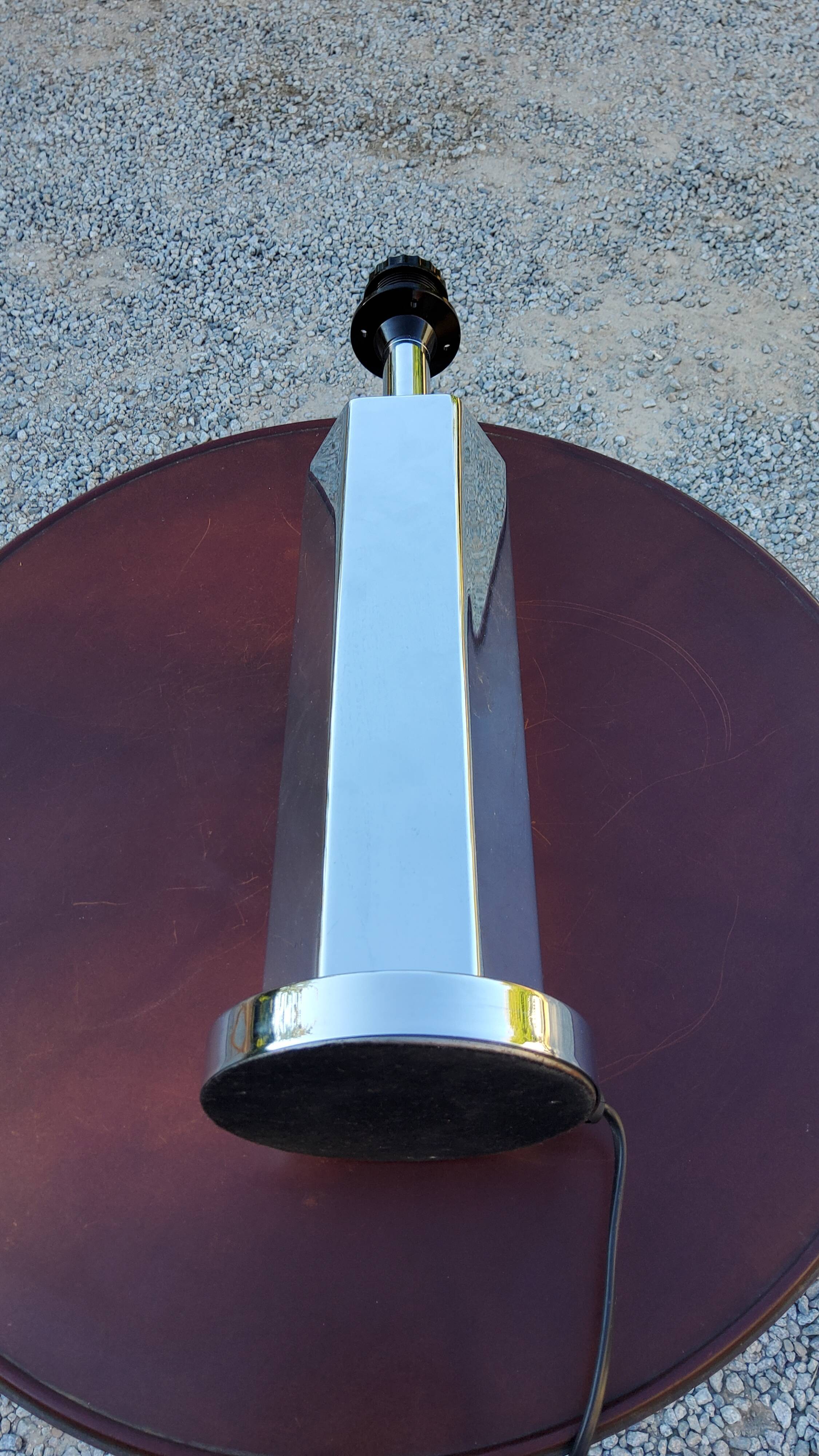 Lamp of the 70s in chrome metal original lampshade