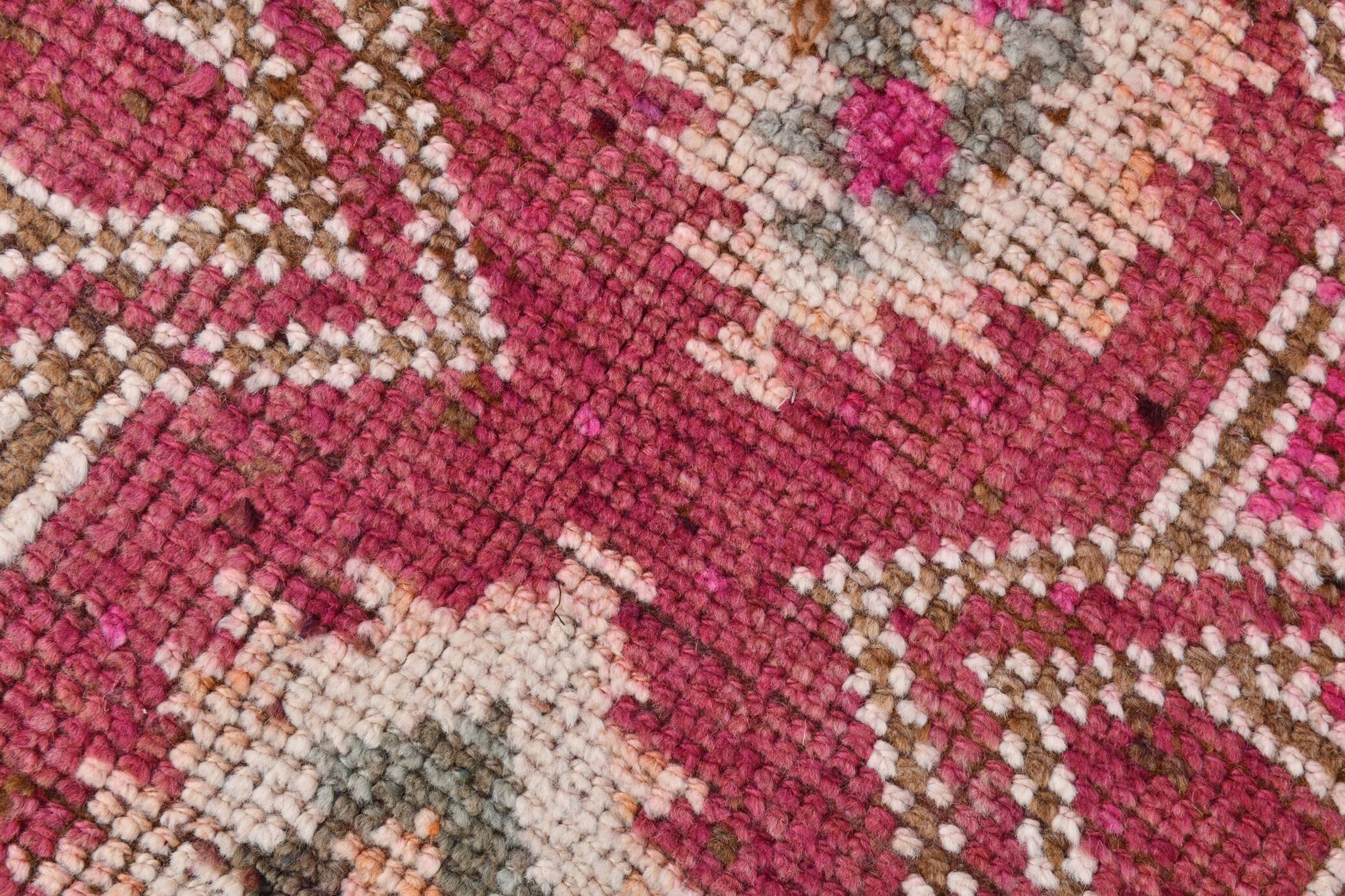 3x11 Vintage Pink & Brown Turkish Runner Rug, 87x339Cm