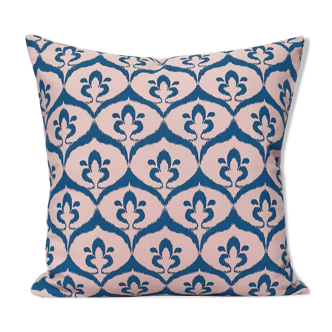 Ottoman style ikat pink / blue duck cushion cover - 50 x 50