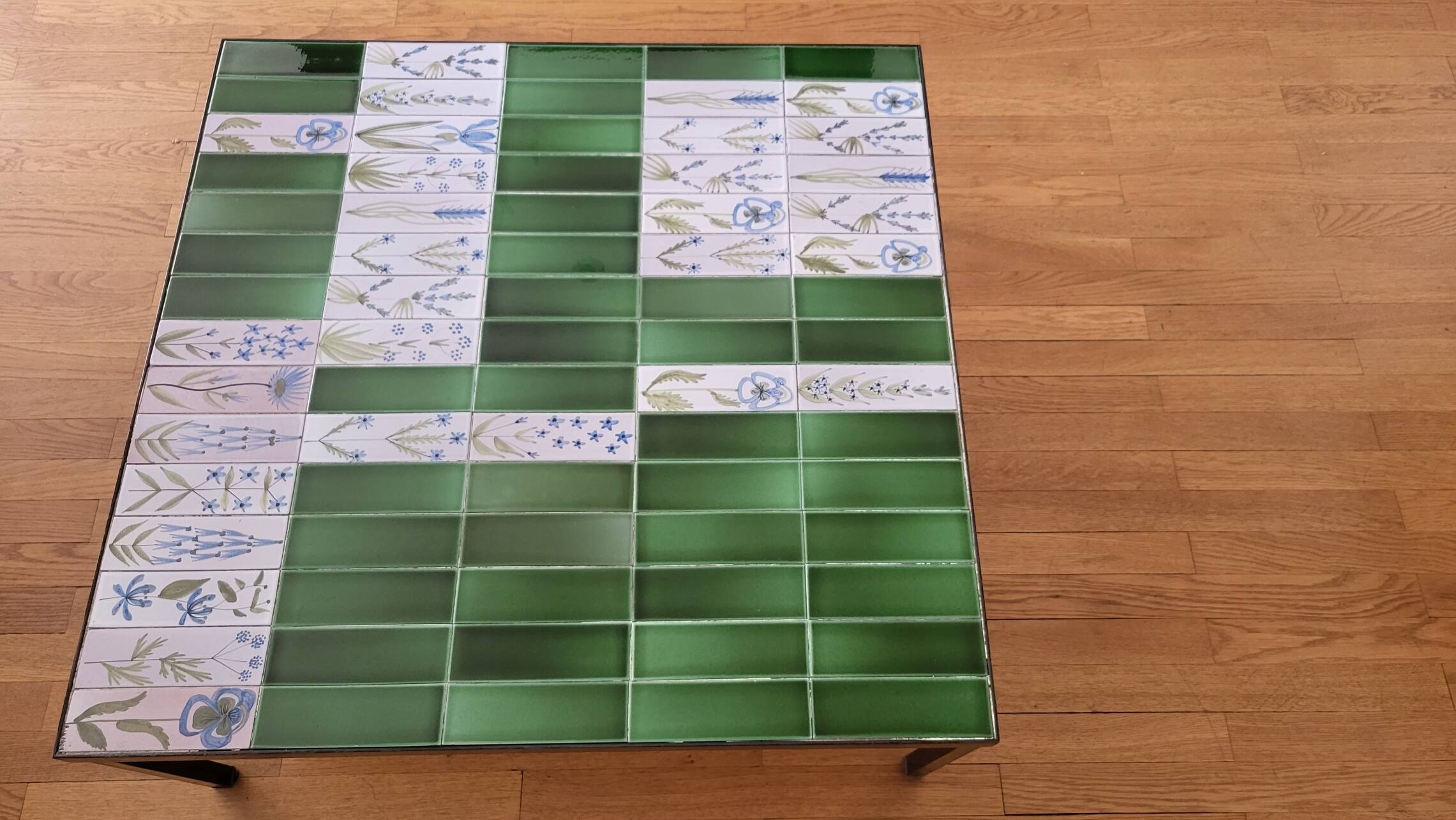 Roger Capron table in glazed green ceramic, France, vintage design.