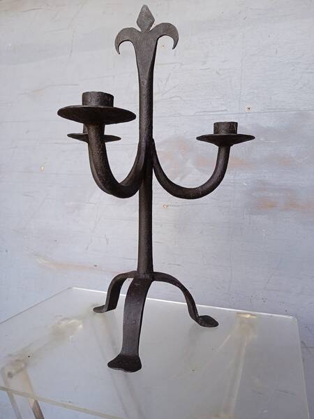 Brutalist wrought iron candle holder ep 1940/50