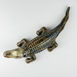 Vintage ceramic crocodile sculpture from Bassano, Italy, 1980s.