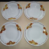 Set of 4 Orchies Moulin de Loups soup plates, Autumn 1920 model