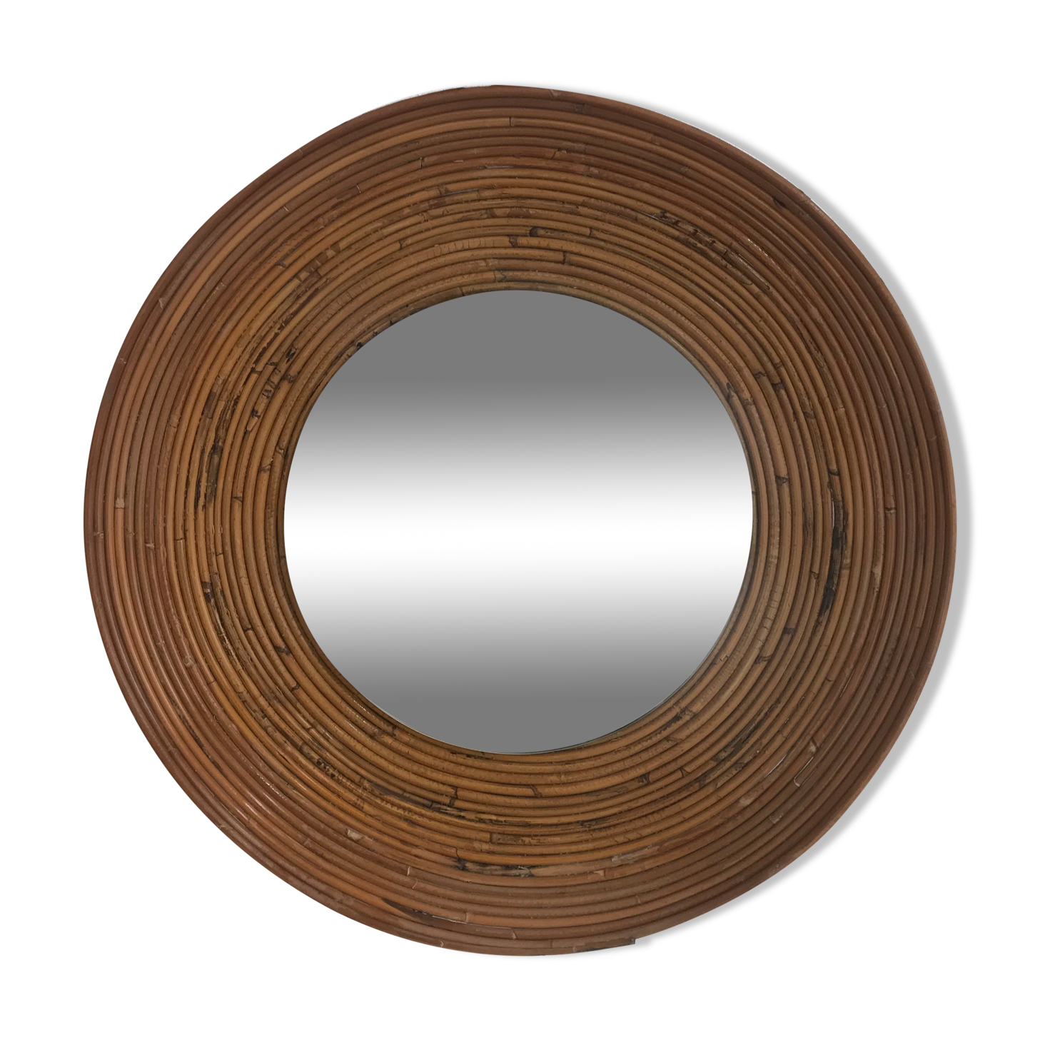 Italian rattan bamboo wall mirror, 1960s, 65 cm