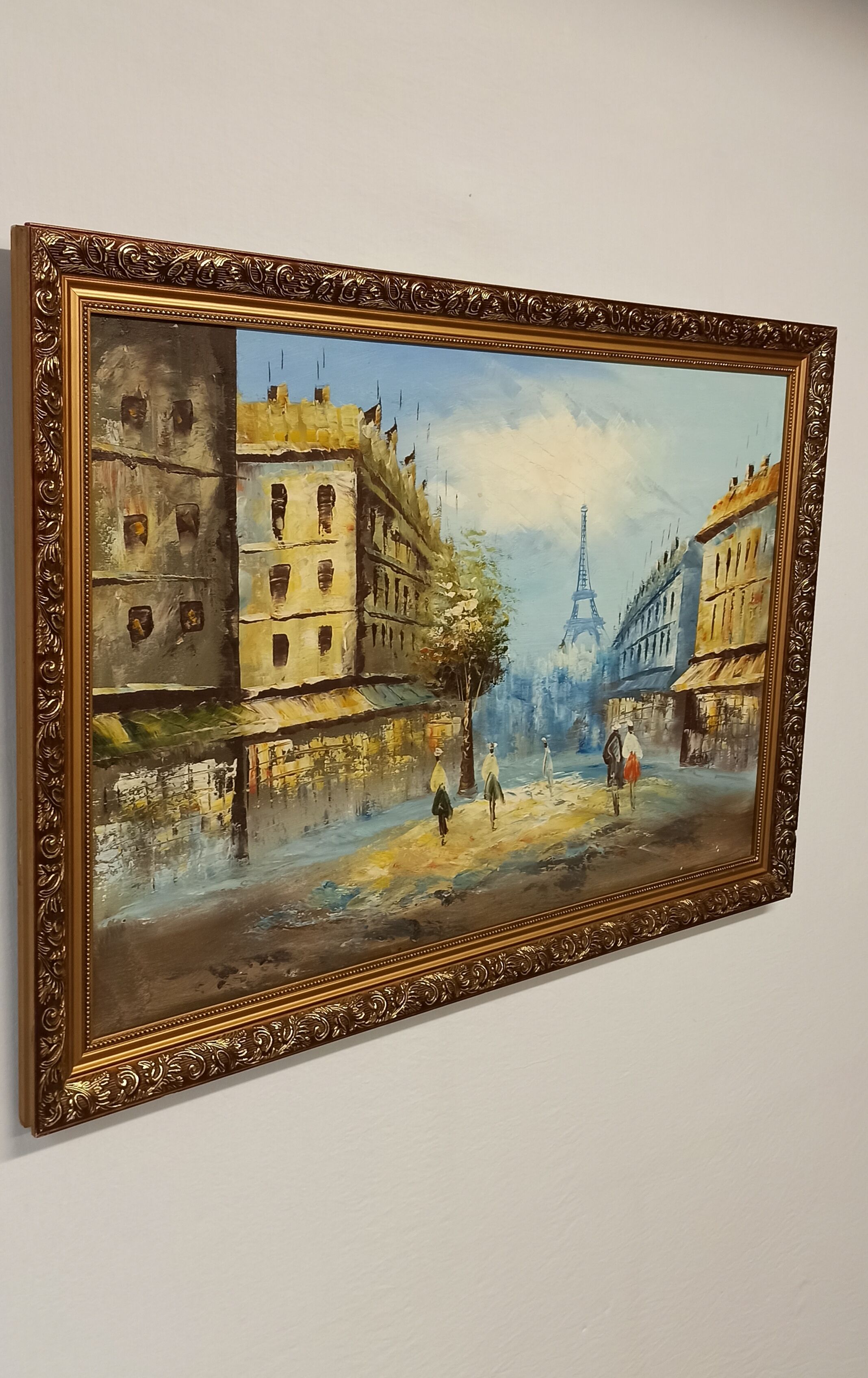 Painting framed by a view of Paris
