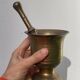 Gilded brass mortar and pestle