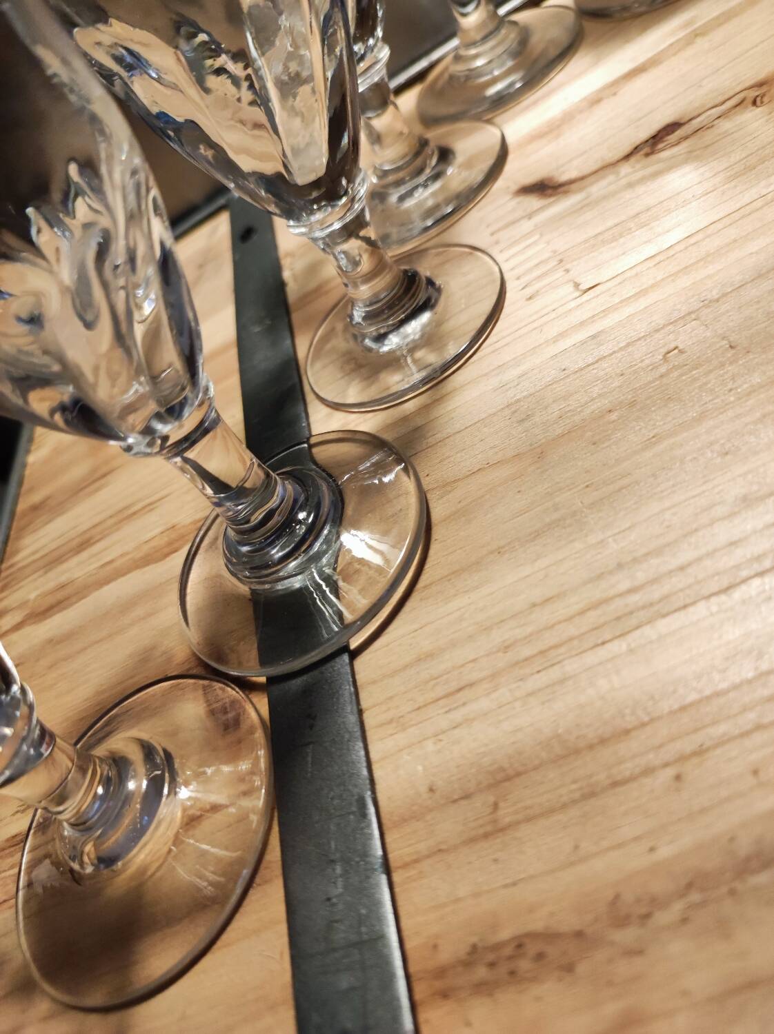 12 small twisted bistro glasses, 19th century