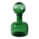 Emerald Green Glass Decanter / Genie Bottle with Stopper / Empoli / 1960s