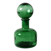 Carafe en verre vert émeraude / bouteille de génie avec bouchon / Empoli / années 1960