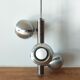 Italian chandelier with three lights in brushed aluminum 1970 "Eyeball"