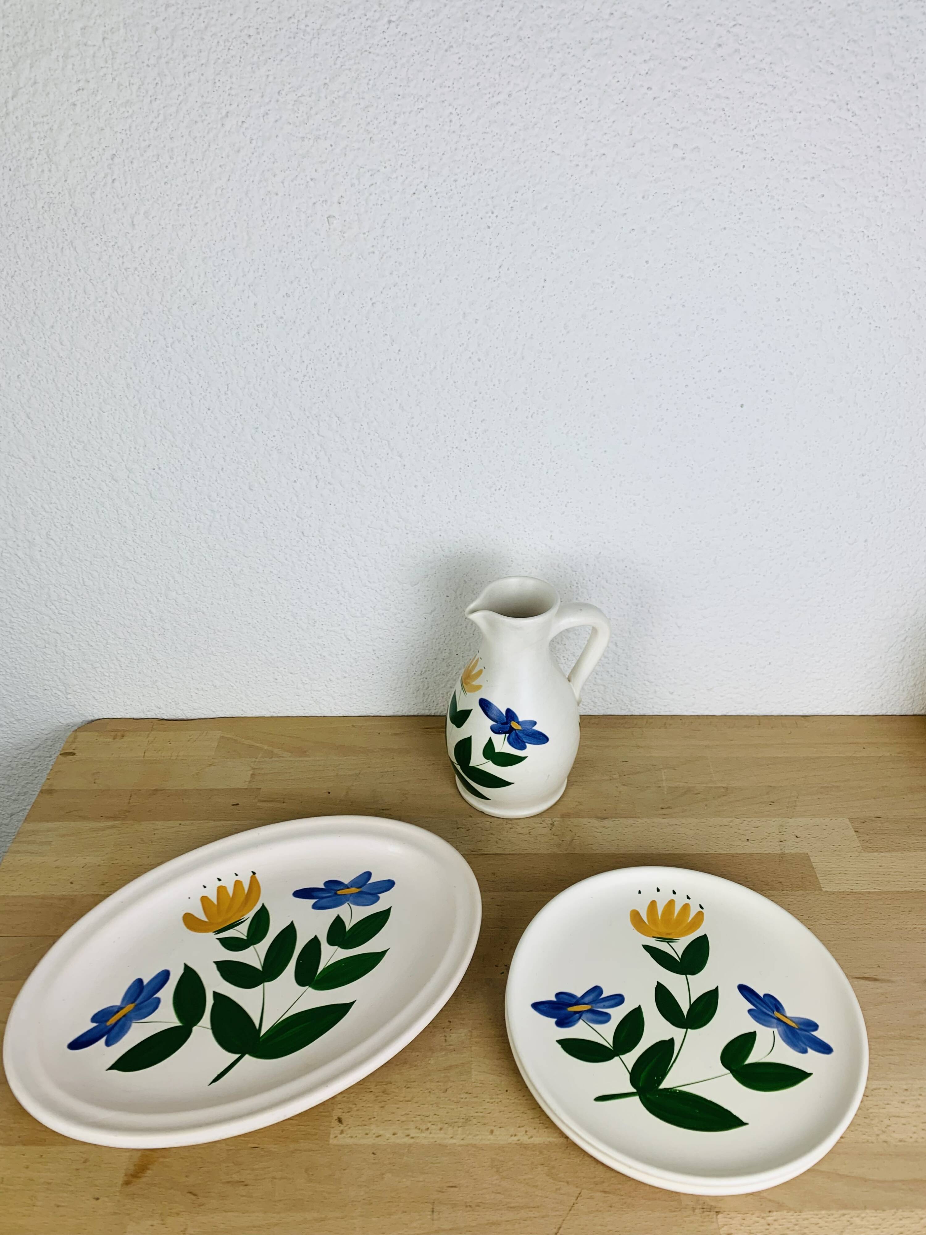 3 vintage ceramic dishes and pitcher from the 50s Poteries du Marais