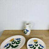 3 vintage ceramic dishes and pitcher from the 50s Poteries du Marais