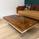 Elm burl coffee table and brass 70s Roche Bobois
