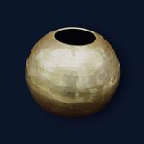 Antique decorative round vase in hammered brass