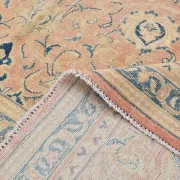 Peach Pink Large Persian Rug, Floral Bordered Vintage Carpet, 292x387Cm