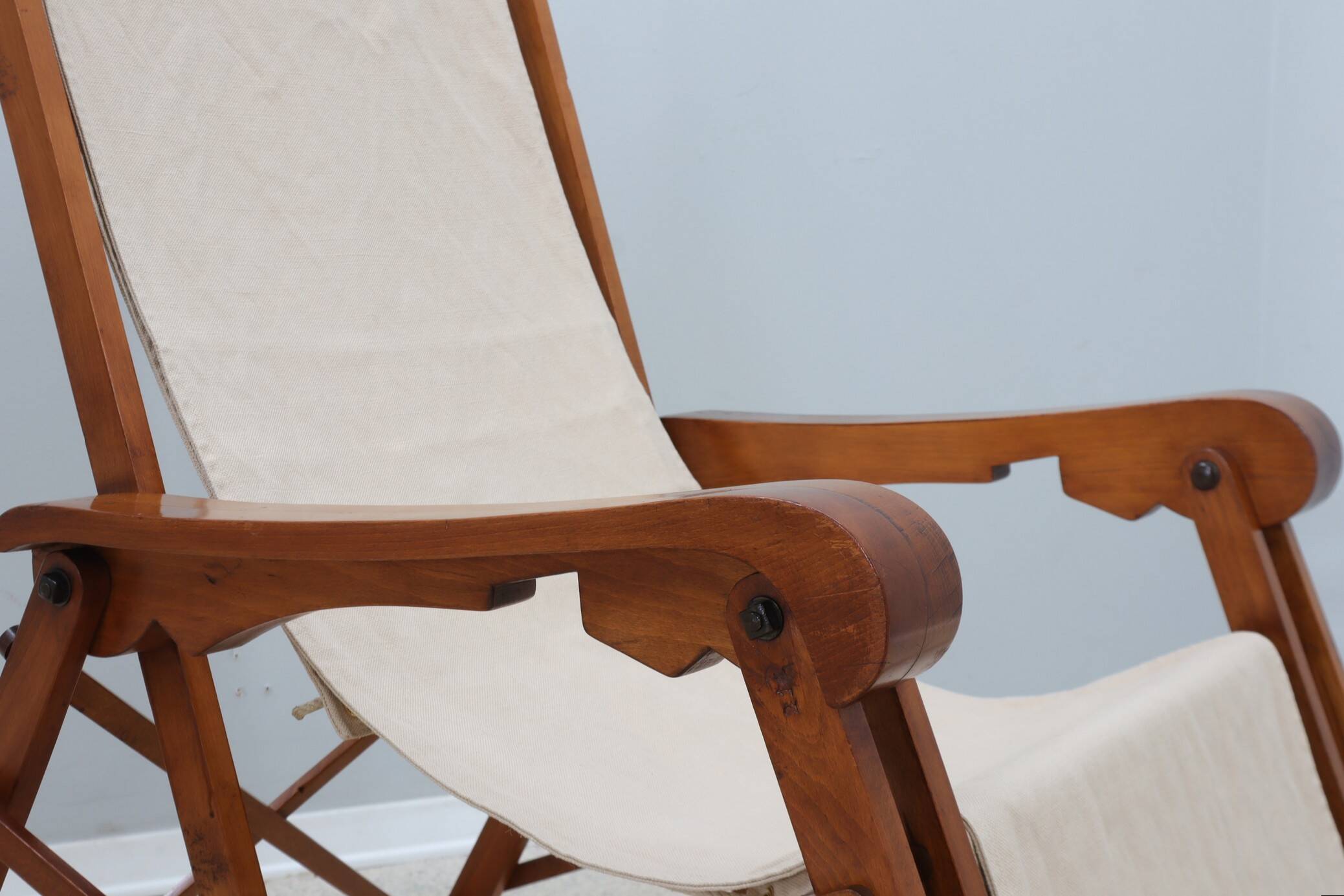 Mid century F.lli Castelli folding deck chair 1940s