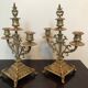 Pair of candelabras or 3-branched chandeliers in gilded bronze late 19th