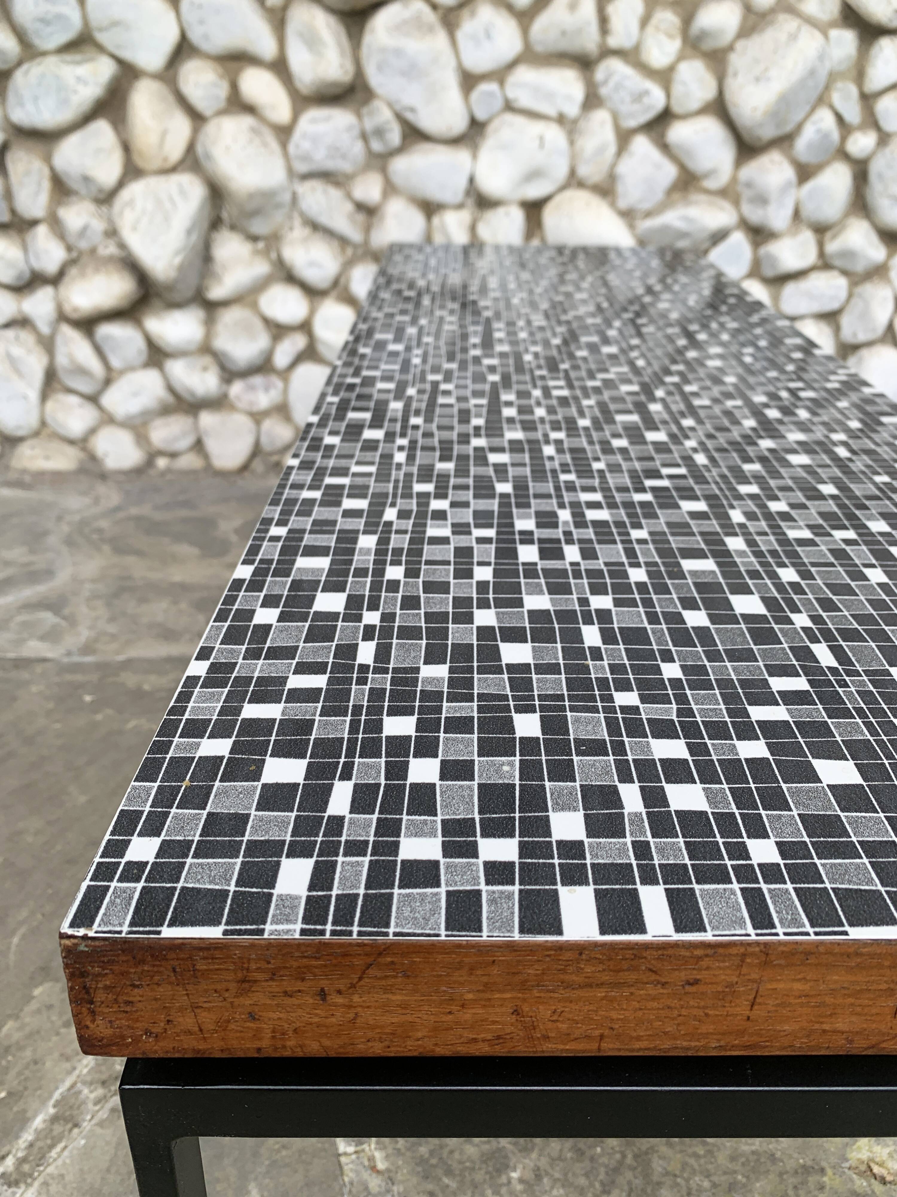 Mid-century teak coffee table with graphic motif, Germany 1950-60