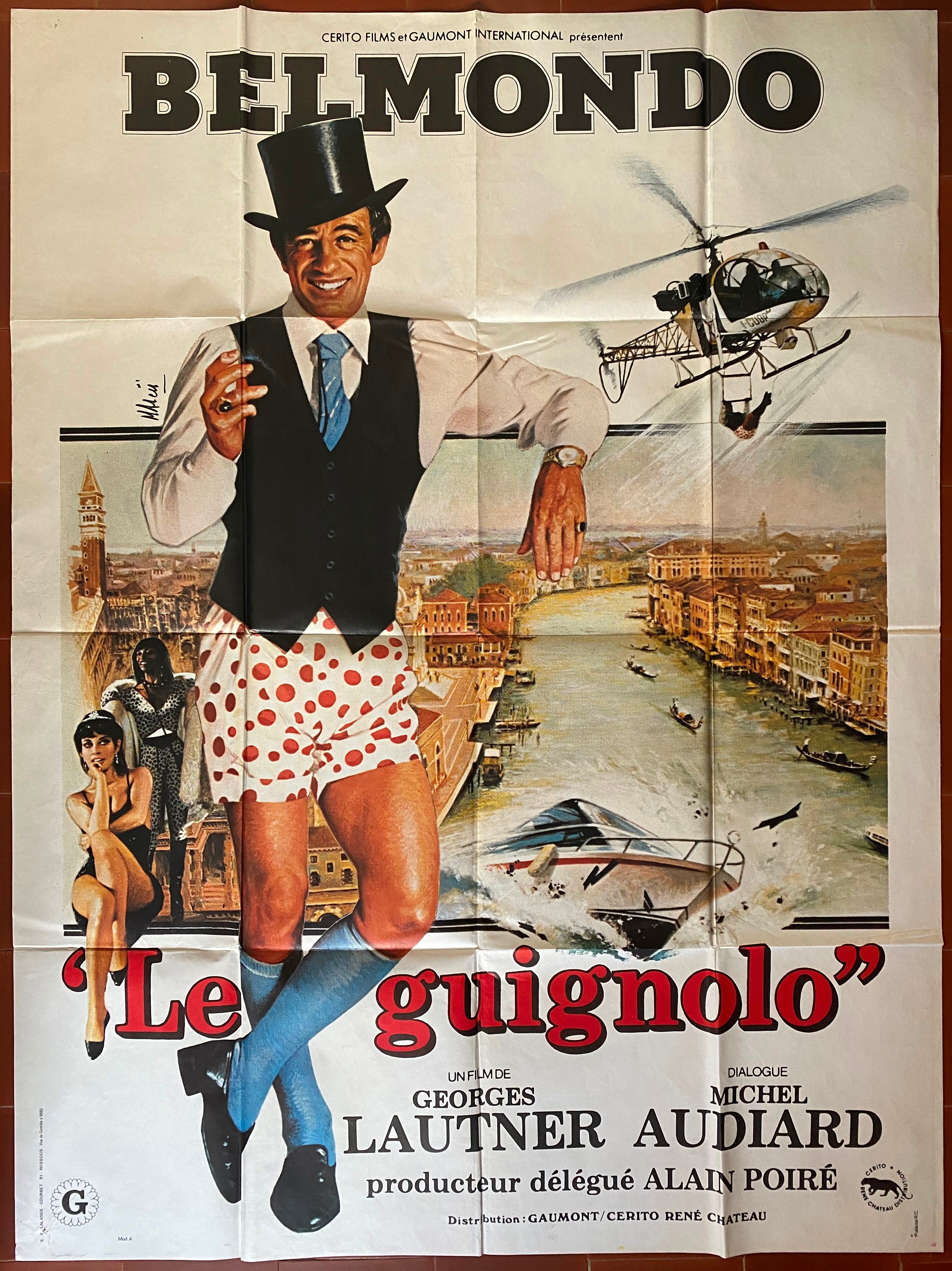 Original cinema poster "Le Guignolo" Jean-Paul Belmondo 120x160cm 1980