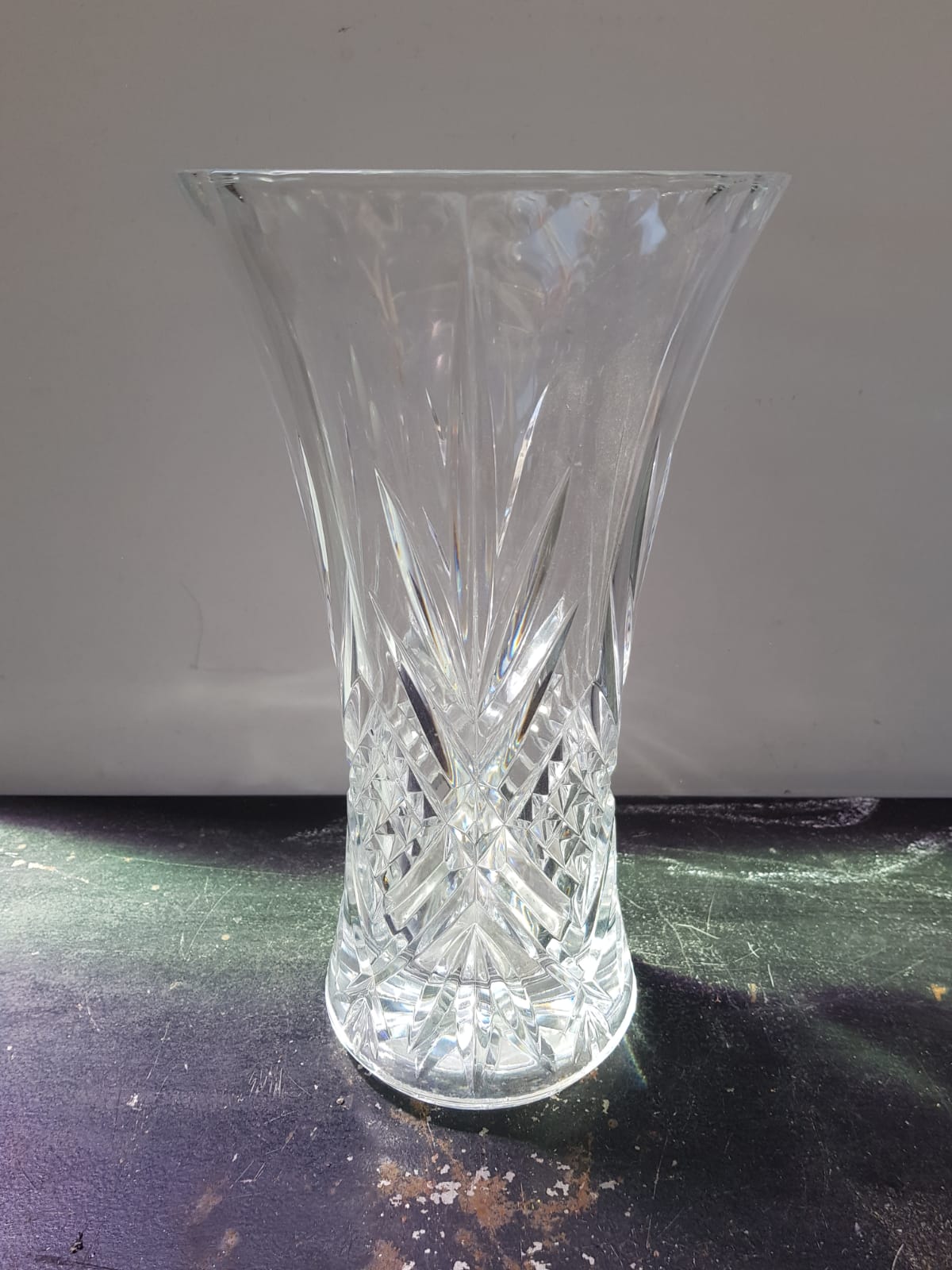 Old vase crystal carved decoration chisled vintage decoration