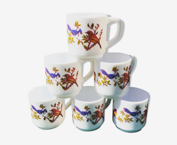 Set of six cups Birds Arcopal France | Selency