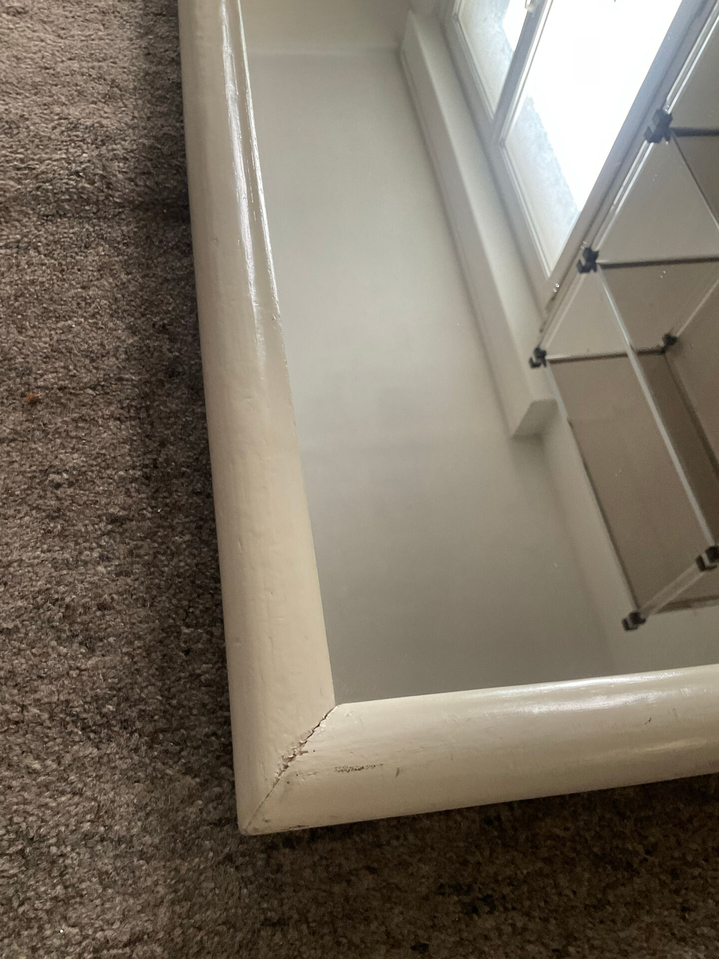 Large vintage mirror in stained white wood